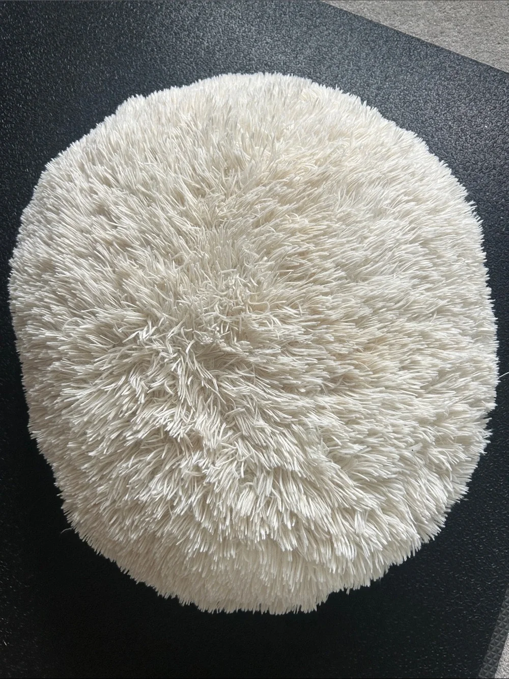 Pillowfort Round Plush Shag Throw Pillow in Cream